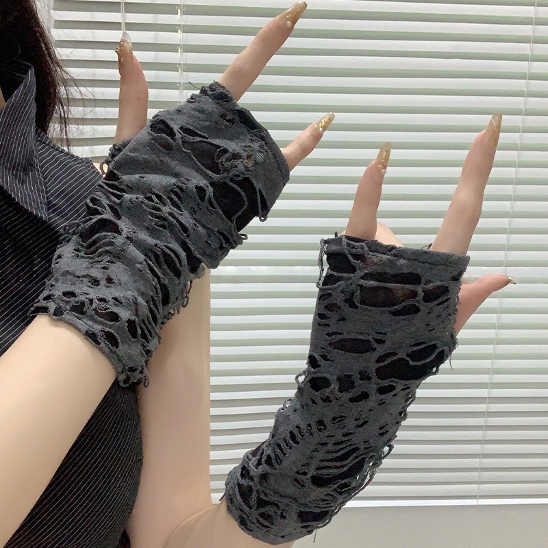 Street Fashion Gloves - 유에치우 걸즈 알트 패션 립드 메쉬