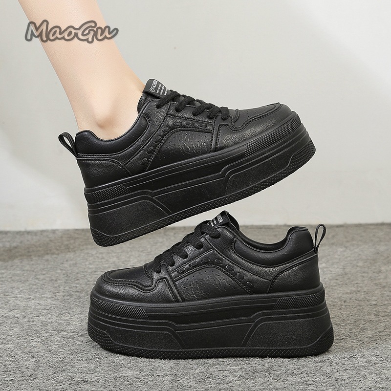 Chunky Sneaker Platform - 키높이 플랫폼 화이트 스니커즈 여성 레이스업