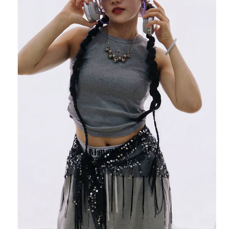 Street Fashion Thailand - 패션 스팽글 벨리댄스 벨트 태슬 재즈댄스