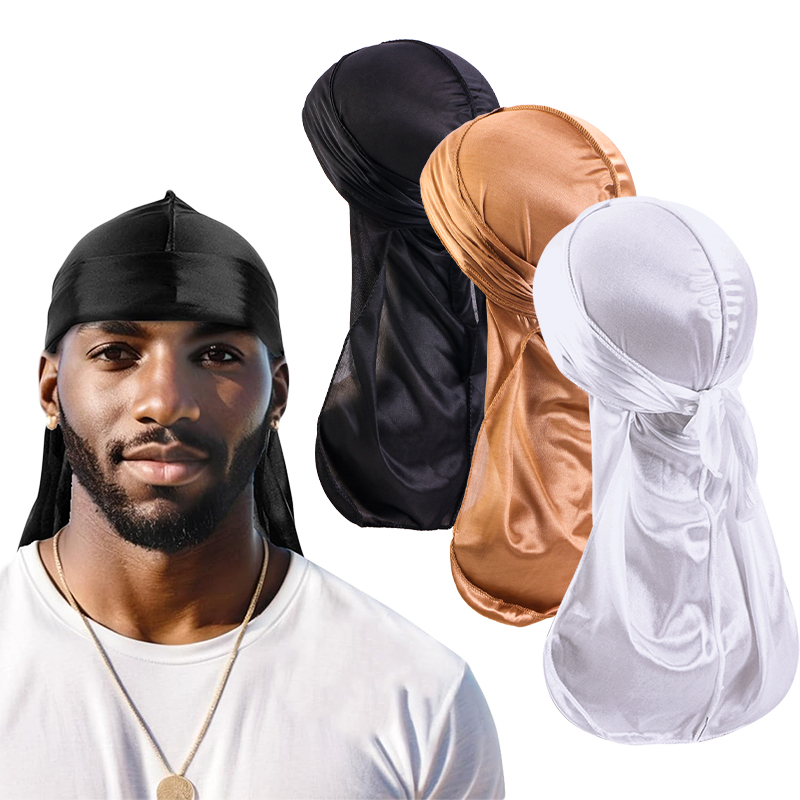 Street Fashion Hats - 3 개/몫 긴 Durag 실크 새틴