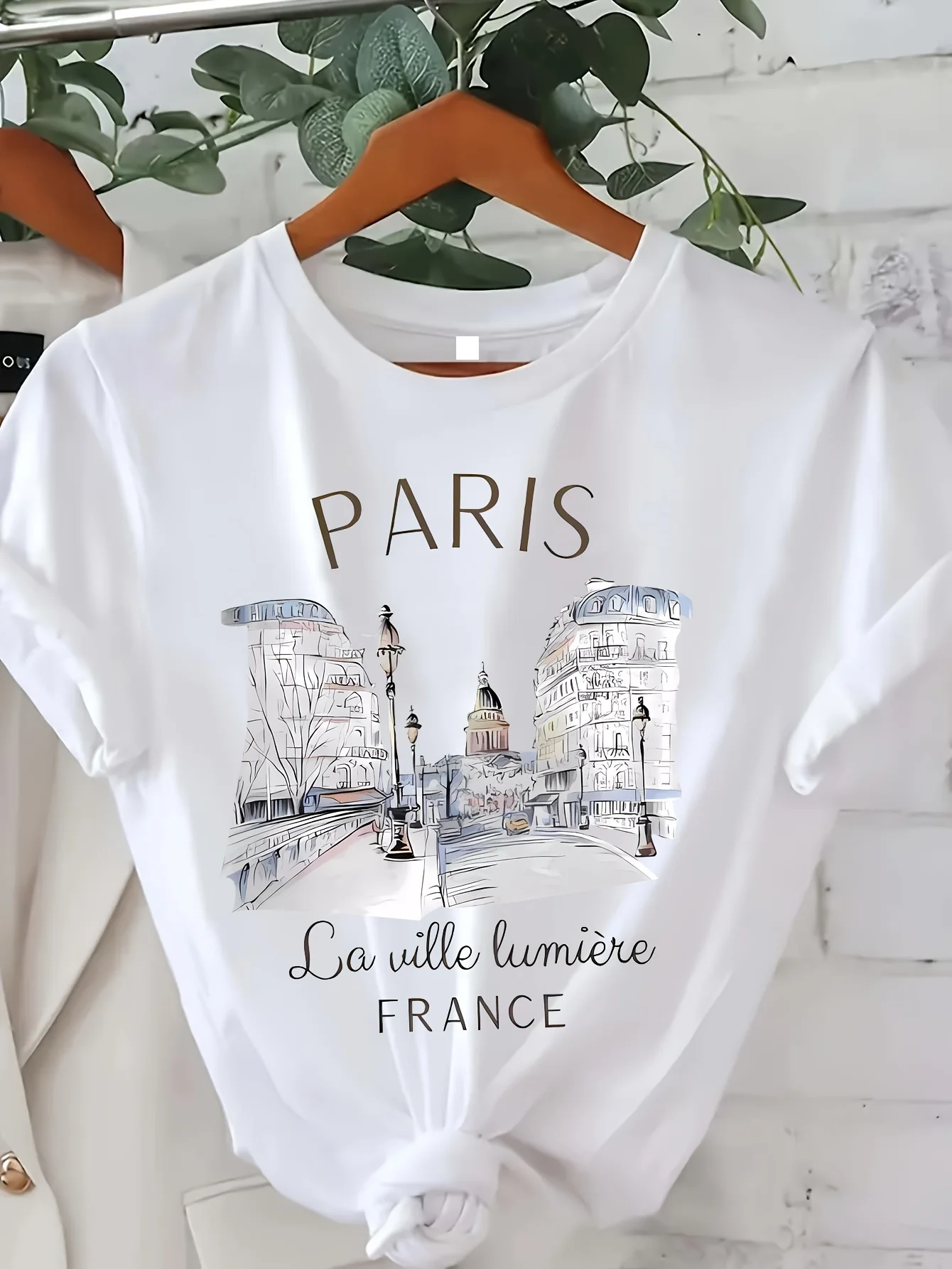 Street Fashion In Paris - 패션 그래픽 티셔츠 파리 프린트 여성