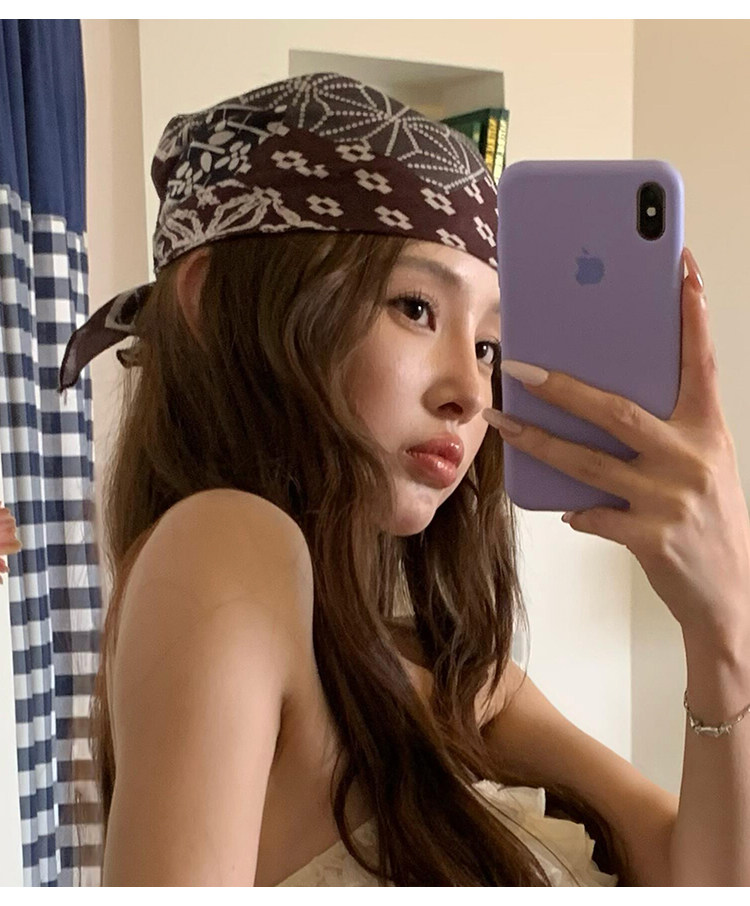 Bandana Multi Way - 빈티지 캐슈 플라워 스퀘어 스카프 여성용