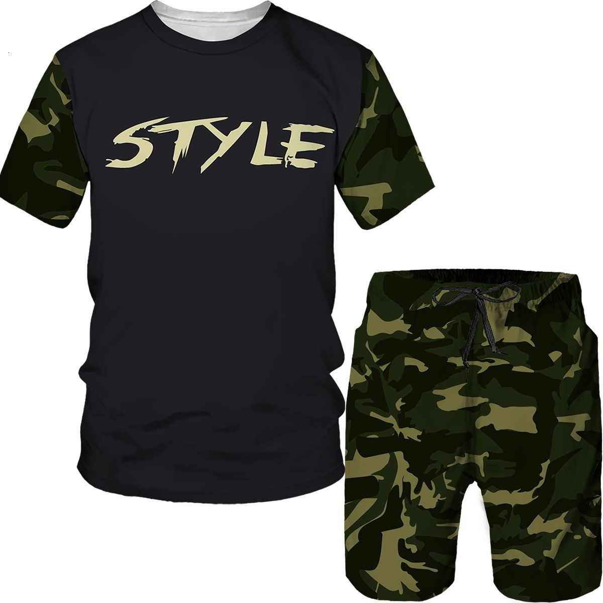 Street Summer Fashion - 위장 남성복 카모 3D 프린트 티셔츠
