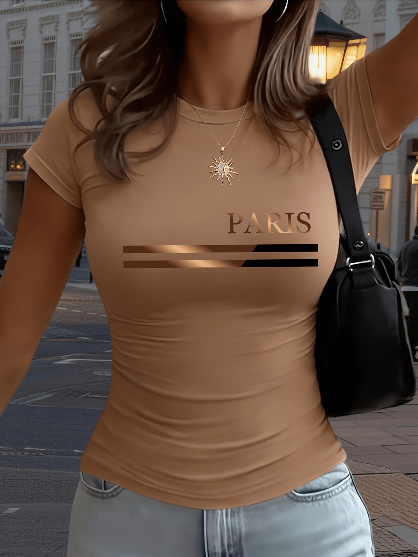 여름 여성 여성 파리 이탈리아 프린트 티셔츠 스퀘어 넥 - Street Fashion In Paris 리뷰 및 가격