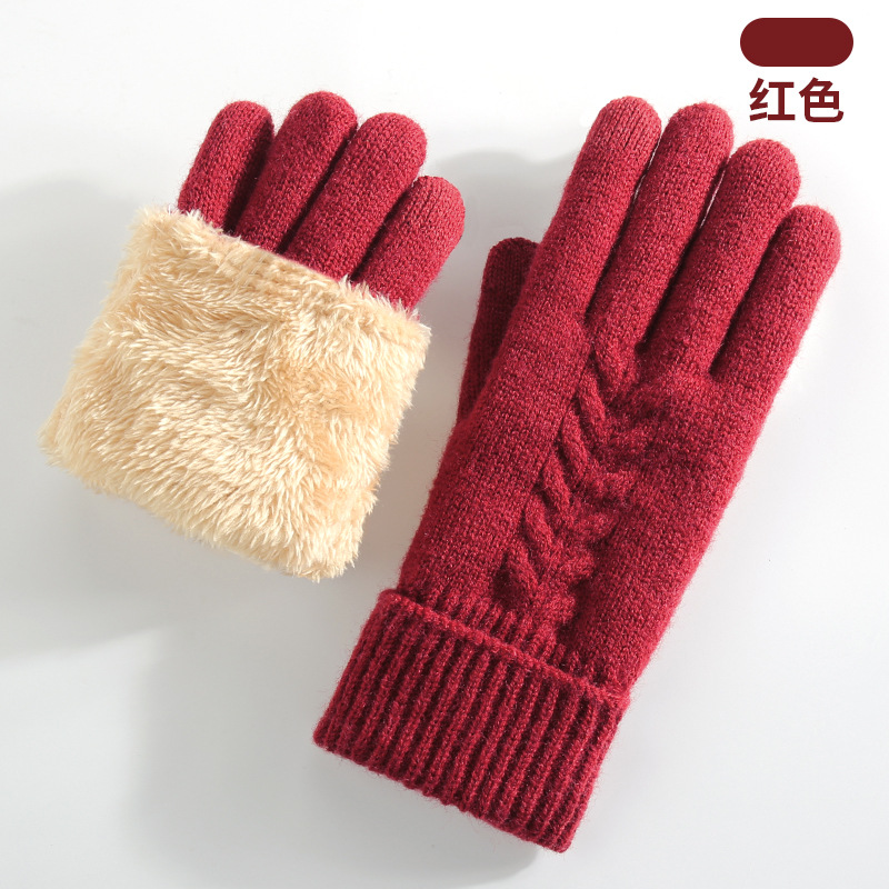 남녀공용 겨울용 니트 장갑, 이중 레이어 플러스 벨벳  - Street Fashion Gloves 리뷰 및 가격