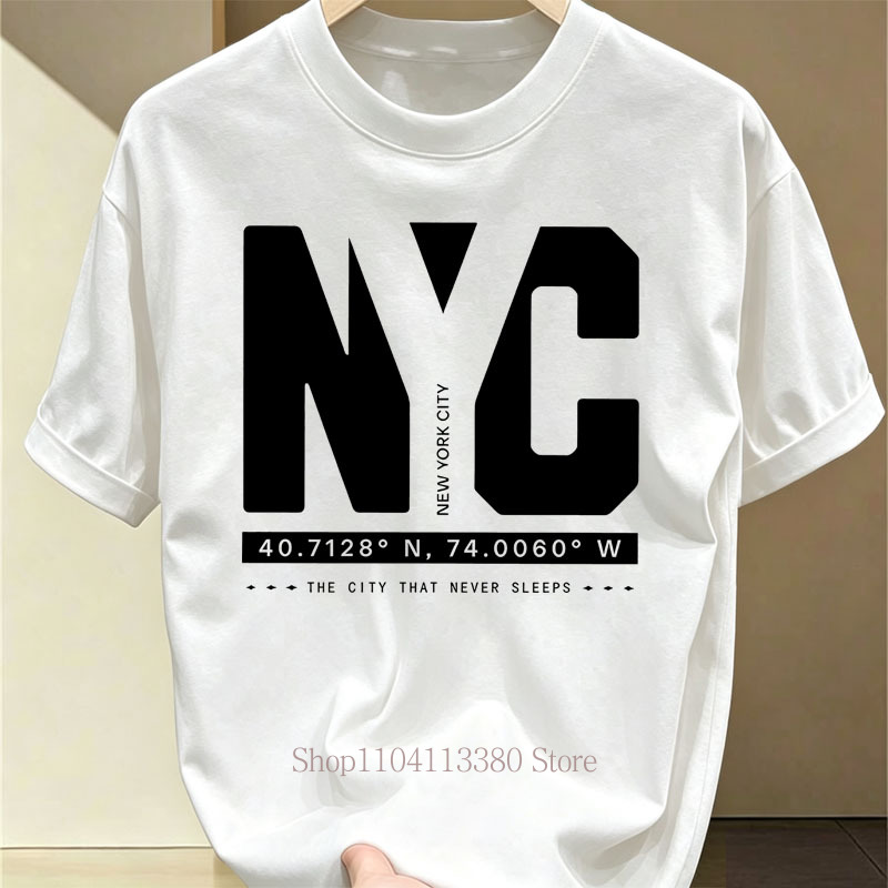 Nyc 그래픽 프린트 티셔츠 남성용 여름 캐주얼 패션  - Street Fashion Nyc 리뷰 및 가격