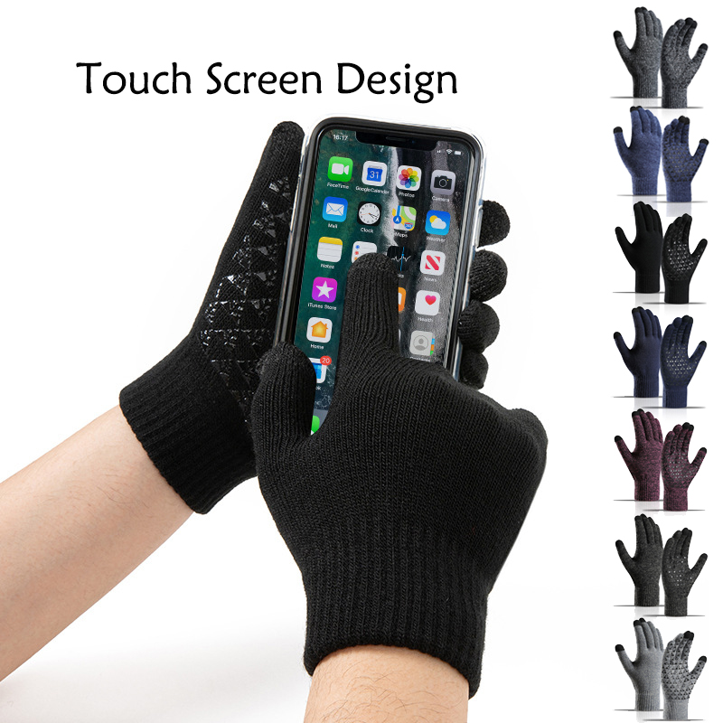 터치 스크린 장갑 겨울 따뜻한 안티 슬립 니트 장갑 남 - Street Fashion Gloves 리뷰 및 가격