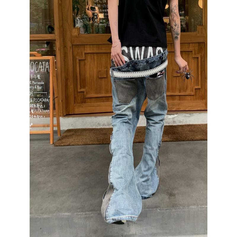 남성용 패치워크 디자인 청바지 90년대 캐주얼 바지 어 - Street Fashion England 리뷰 및 가격