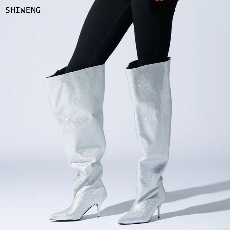 2026 니하이 실버 크리스탈 부츠 얇은 하이힐 여성  - Street Fashion Rome 2026 리뷰 및 가격