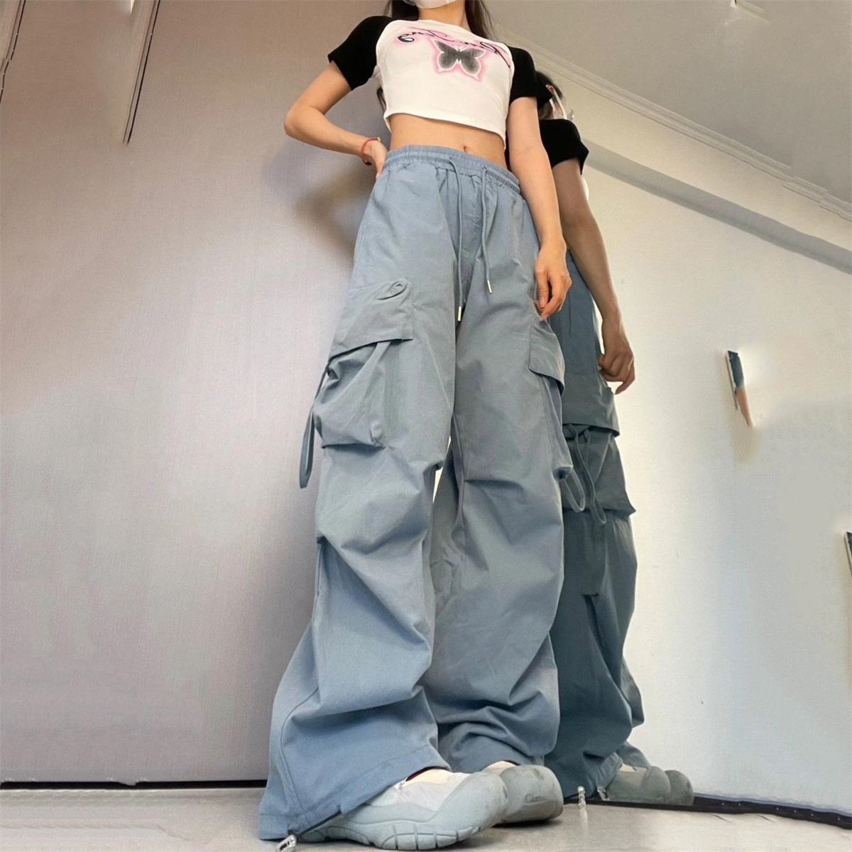 오버사이즈 포켓 하이 스트리트 팬츠 블랙 빈티지 하이웨 - Street Fashion England 리뷰 및 가격