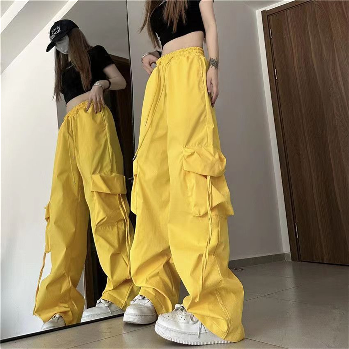 오버사이즈 포켓 하이 스트리트 팬츠 블랙 빈티지 하이웨 - Street Fashion England 리뷰 및 가격