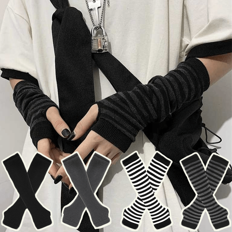 1쌍 반손가락 손목 보호대 따뜻한 니트 손가락 없는 긴 - Street Fashion Gloves 리뷰 및 가격