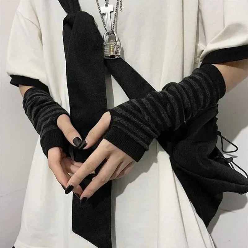 1쌍 반손가락 손목 보호대 따뜻한 니트 손가락 없는 긴 - Street Fashion Gloves 리뷰 및 가격