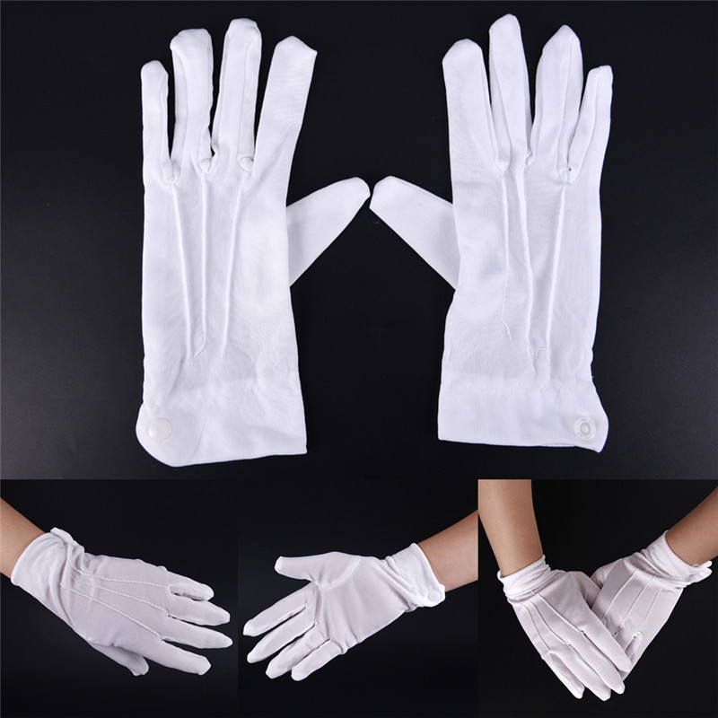 1 쌍 흰색 정장 장갑 남자 흰색 면화 유니폼 장갑 턱 - Street Fashion Gloves 리뷰 및 가격