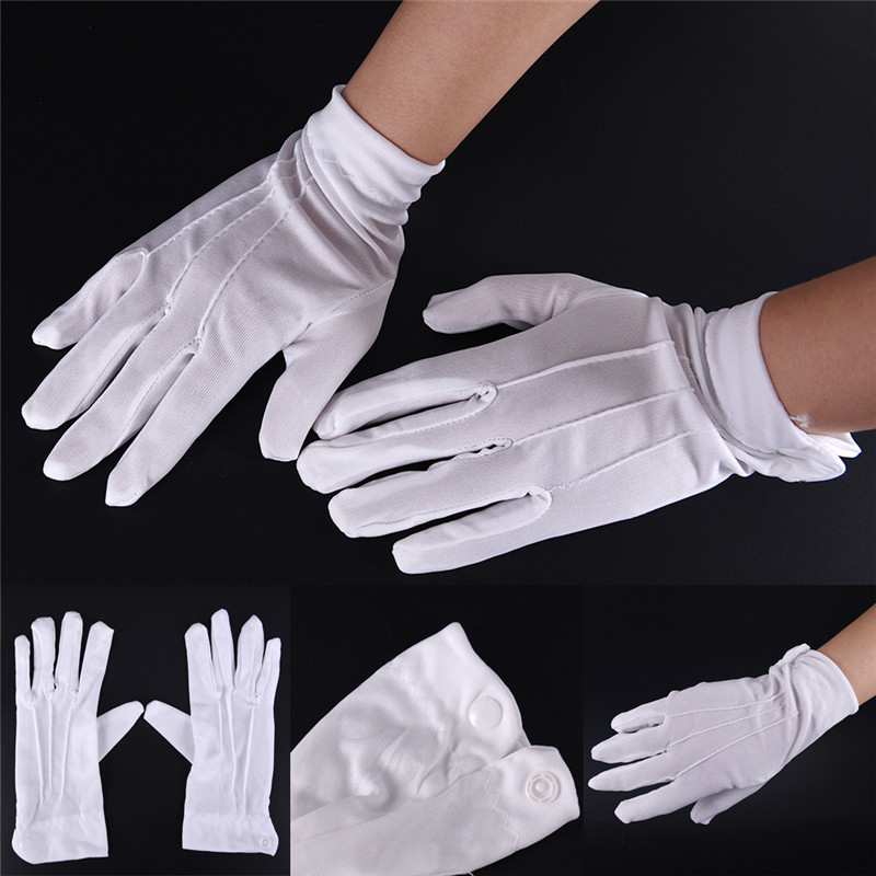 1 쌍 흰색 정장 장갑 남자 흰색 면화 유니폼 장갑 턱 - Street Fashion Gloves 리뷰 및 가격