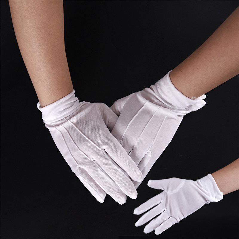 1 쌍 흰색 정장 장갑 남자 흰색 면화 유니폼 장갑 턱 - Street Fashion Gloves 리뷰 및 가격