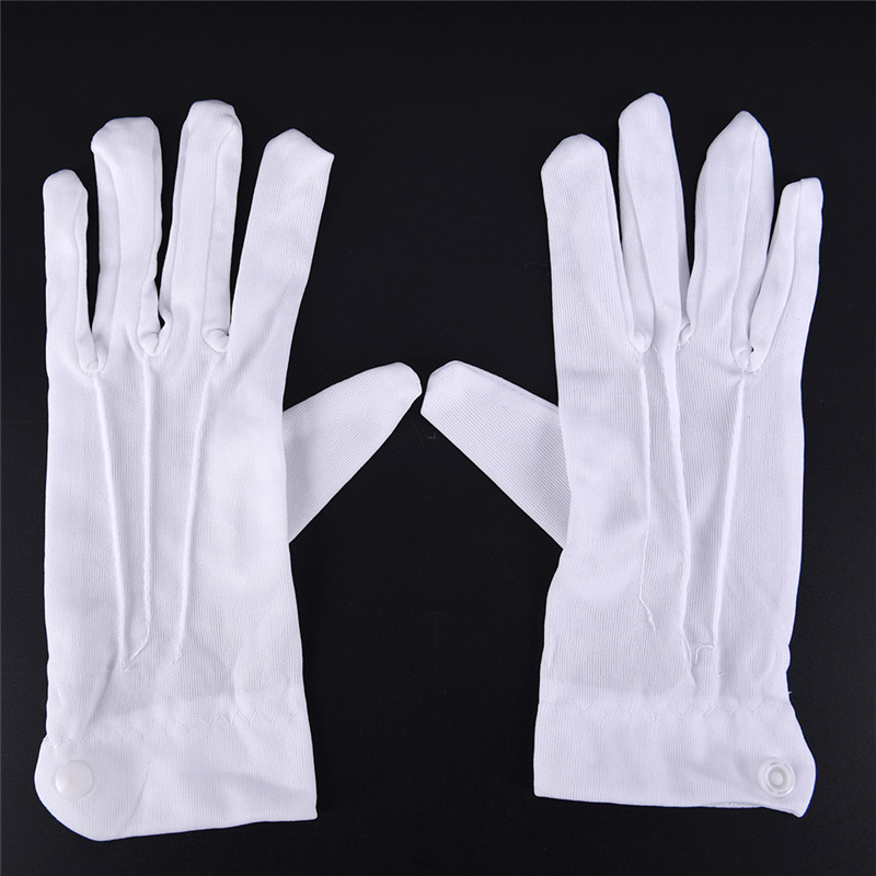 1 쌍 흰색 정장 장갑 남자 흰색 면화 유니폼 장갑 턱 - Street Fashion Gloves 리뷰 및 가격