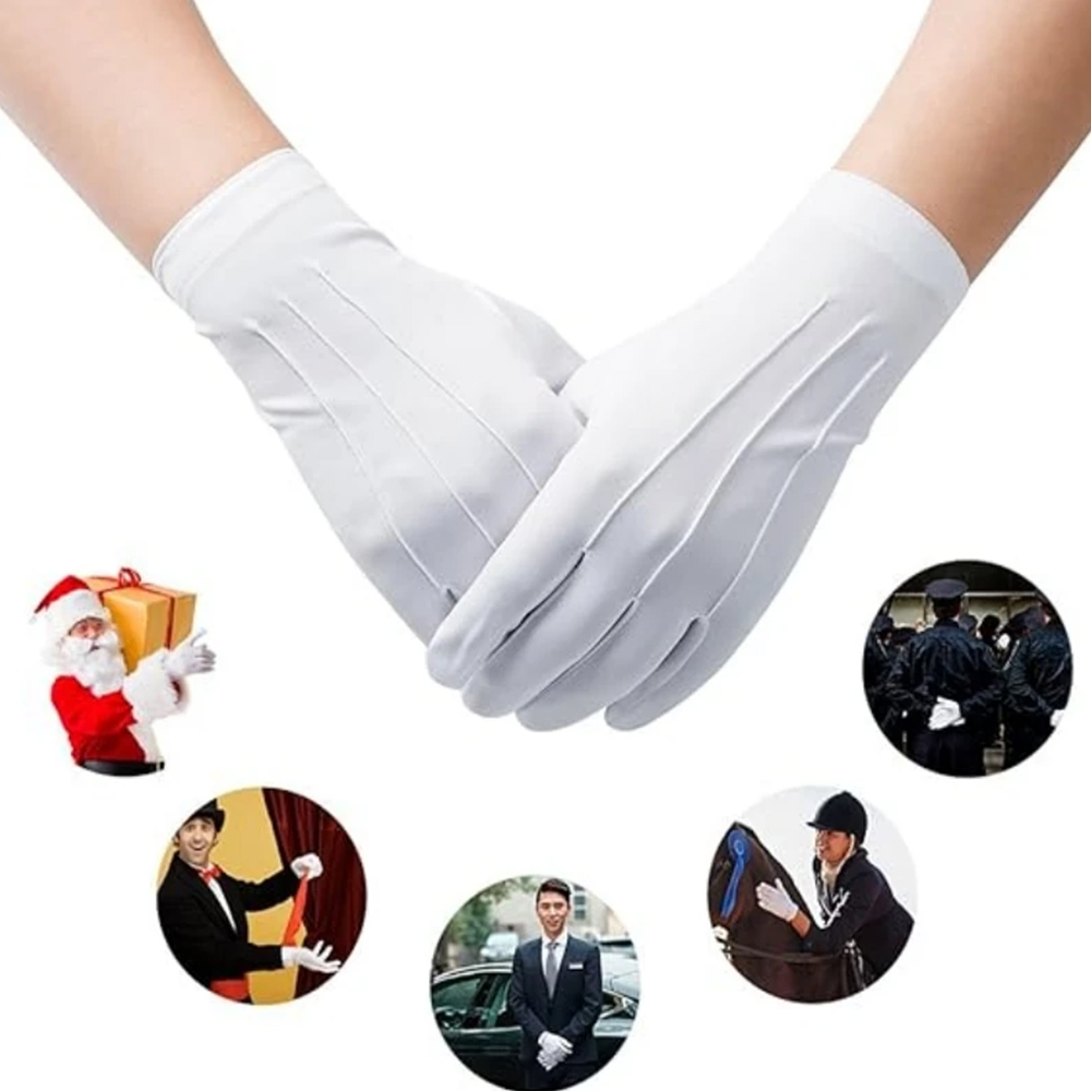 1/2 쌍 흰색 면 장갑 남자 정장 유니폼 장갑 명예  - Street Fashion Gloves 리뷰 및 가격