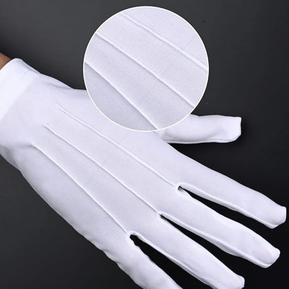 1/2 쌍 흰색 면 장갑 남자 정장 유니폼 장갑 명예  - Street Fashion Gloves 리뷰 및 가격