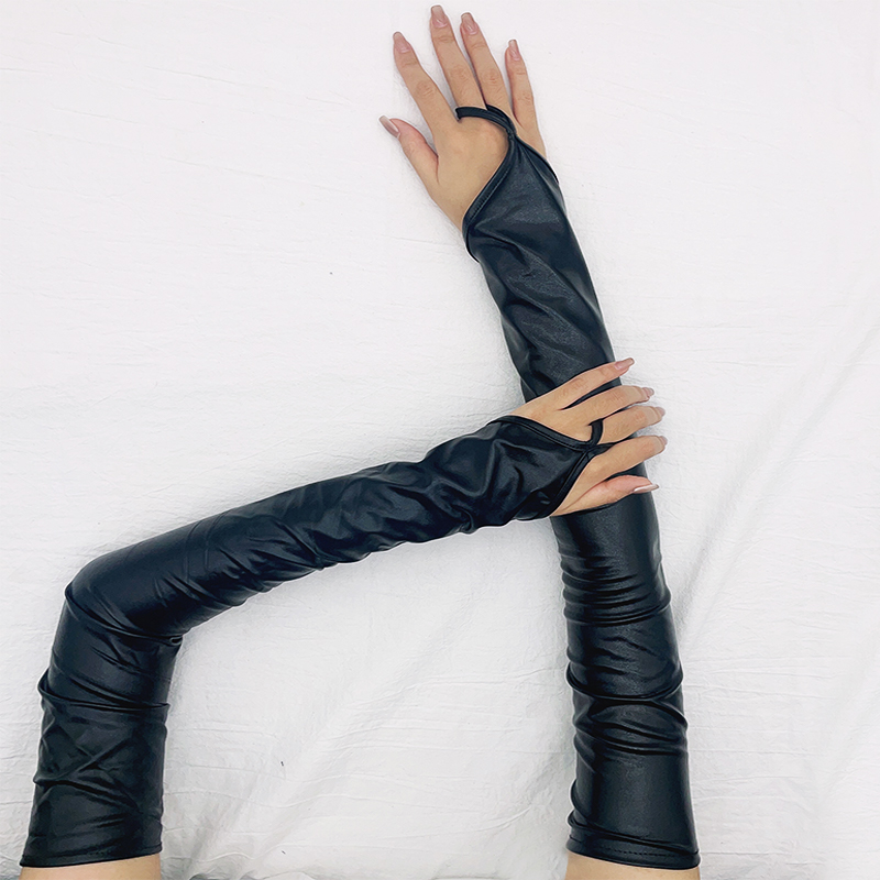옻칠 가죽 후크 손가락 긴 장갑 섹시한 여성 핑거리스  - Street Fashion Gloves 리뷰 및 가격