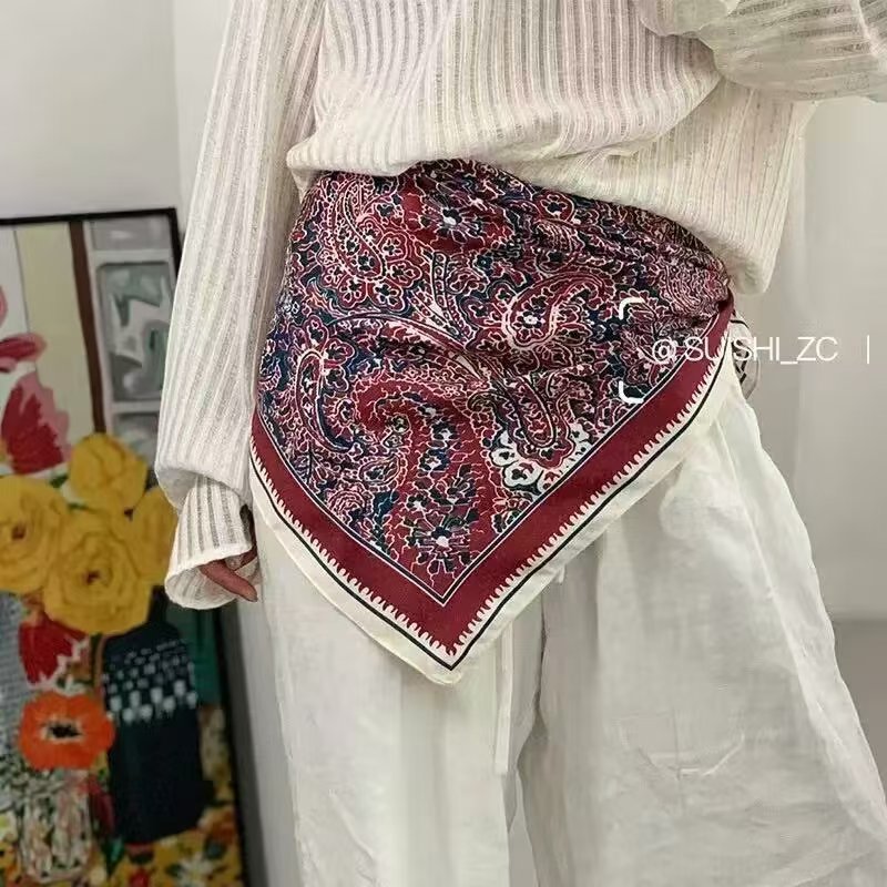 빈티지 캐슈 플라워 스퀘어 스카프 여성용 보헤미안 넥  - Bandana Multi Way 리뷰 및 가격