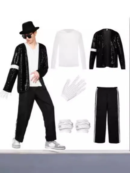 마이클 잭슨 코스튬 코스프레 댄스 스타 성인 파티 의상 - Street Fashion Gloves 리뷰 및 가격